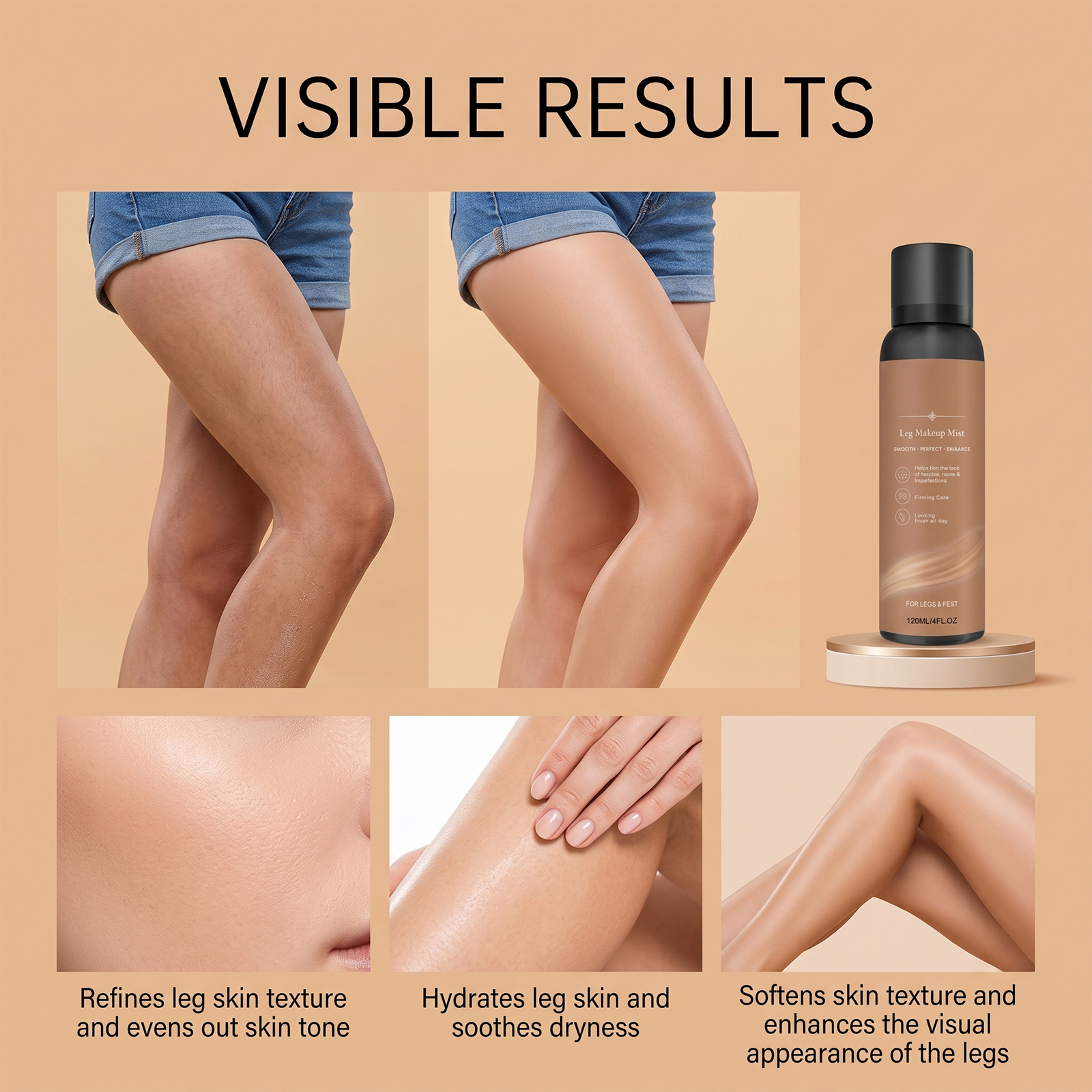 Leg Concealer Moisturizing Spray Balances Softens Skin Tone Hydrates Delicate Lightweight All Day Long Lasting Makeup Effect