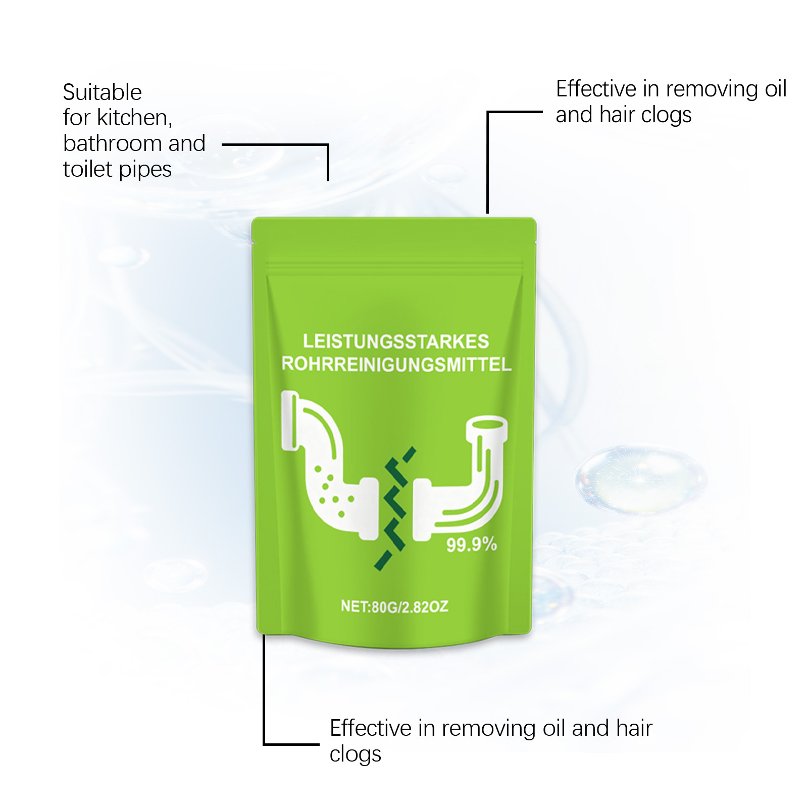 Pipe Dredging Powder Household Multi Functional Cleaning Odor Removal Anti Clog Toilet Kitchen Sewer Drain Pipeline Blockage Prevention