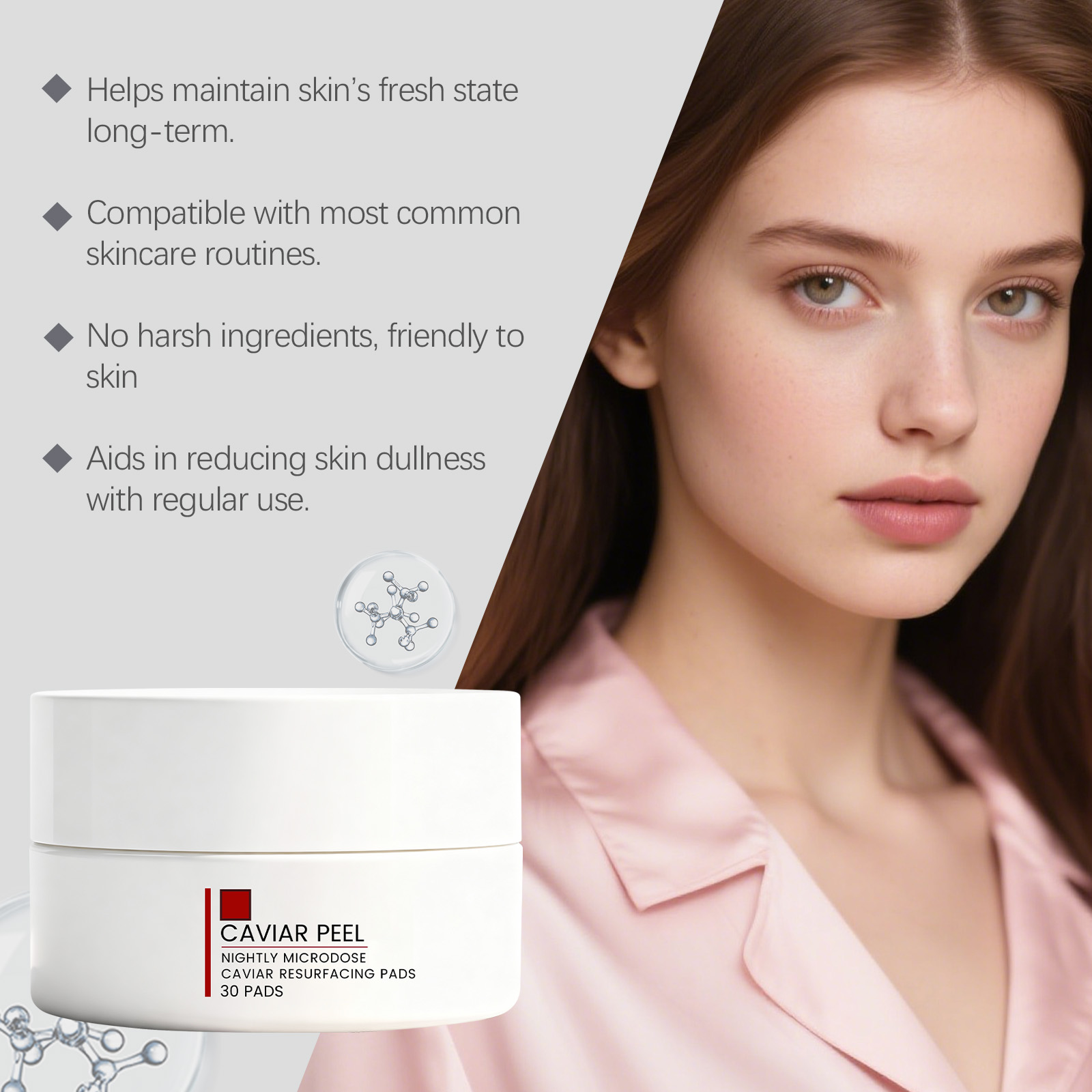 Caviar Cotton Pads Night Care Mild Exfoliation Daily Hydrating Moisturizing Facial Skin Compress Use Soft Cleansing Gentle Nourish