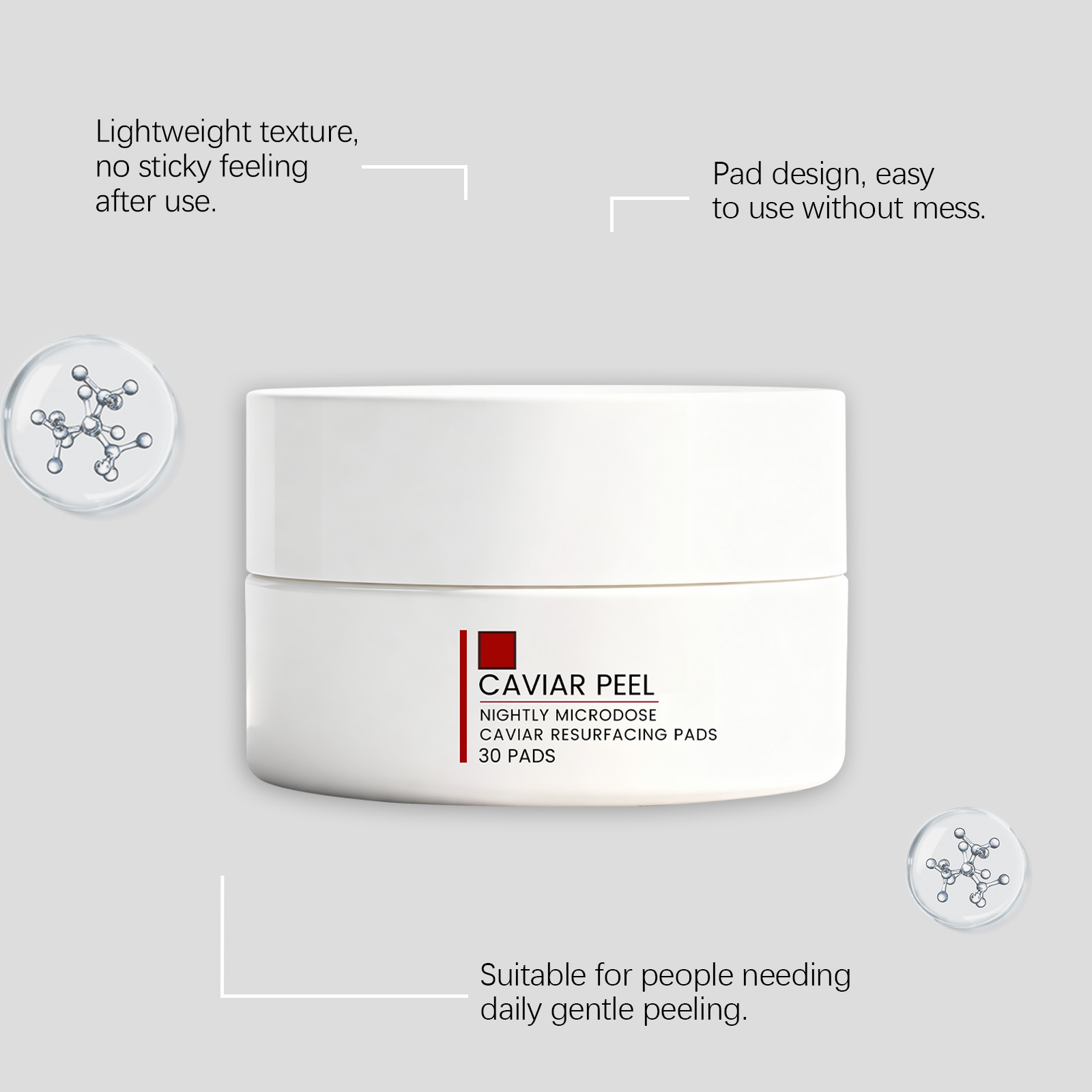 Caviar Cotton Pads Night Care Mild Exfoliation Daily Hydrating Moisturizing Facial Skin Compress Use Soft Cleansing Gentle Nourish