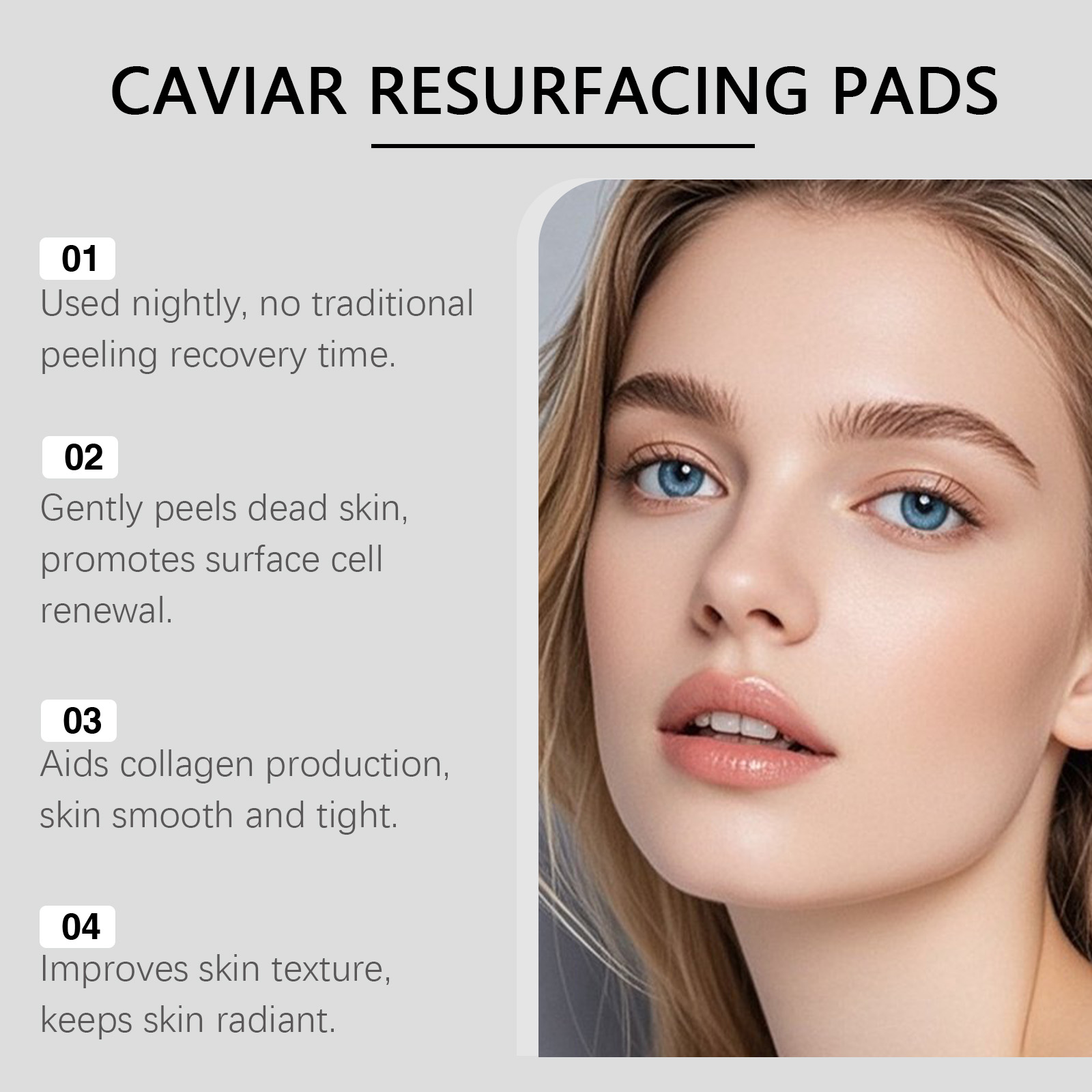 Caviar Cotton Pads Night Care Mild Exfoliation Daily Hydrating Moisturizing Facial Skin Compress Use Soft Cleansing Gentle Nourish