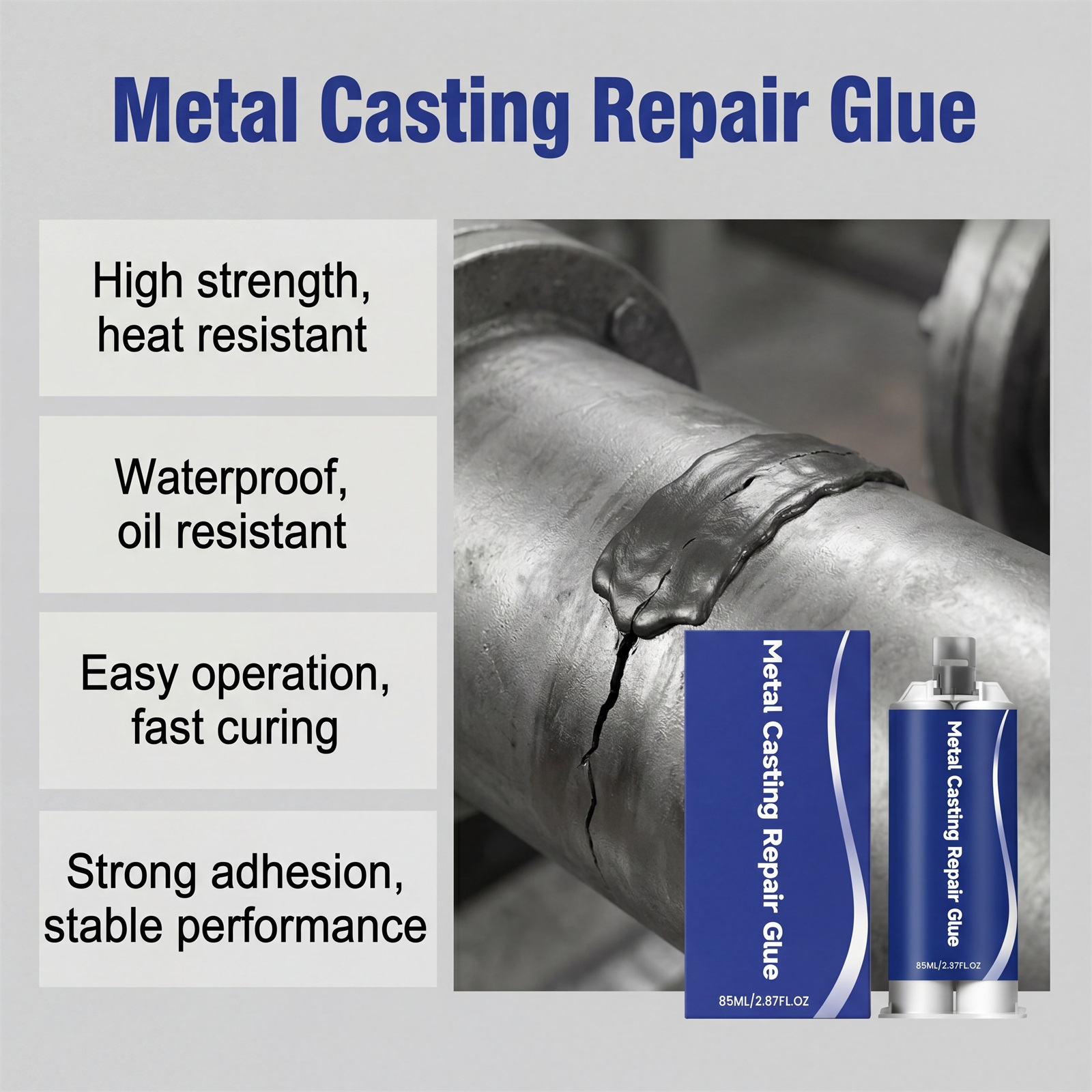 Metal Casting Repair Glue High Temperature Resistant Welding Strong Sealant For Cast Sand Holes Air Pores Crack Fix