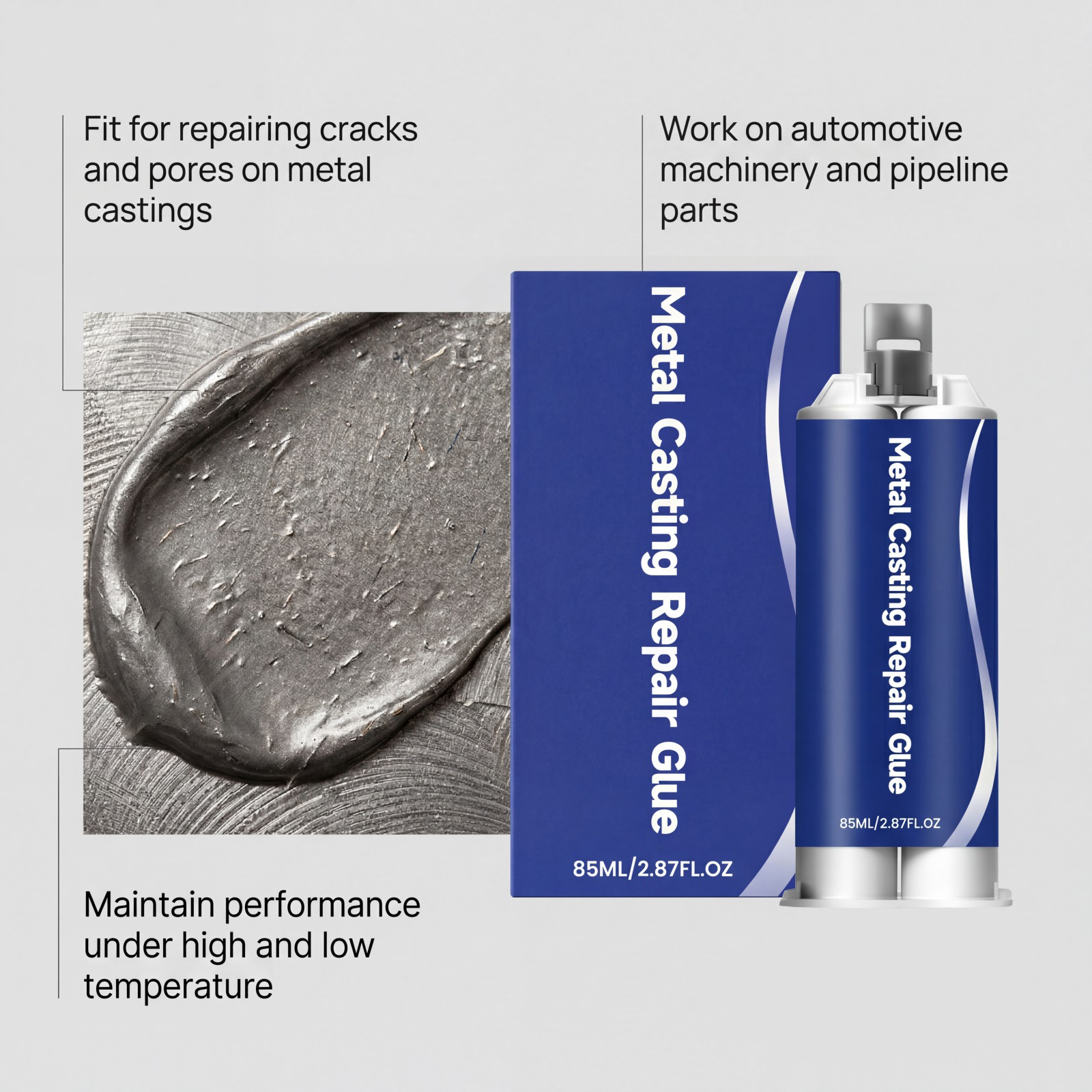 Metal Casting Repair Glue High Temperature Resistant Welding Strong Sealant For Cast Sand Holes Air Pores Crack Fix
