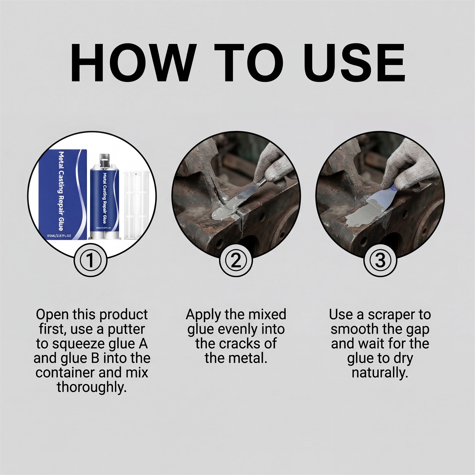 Metal Casting Repair Glue High Temperature Resistant Welding Strong Sealant For Cast Sand Holes Air Pores Crack Fix