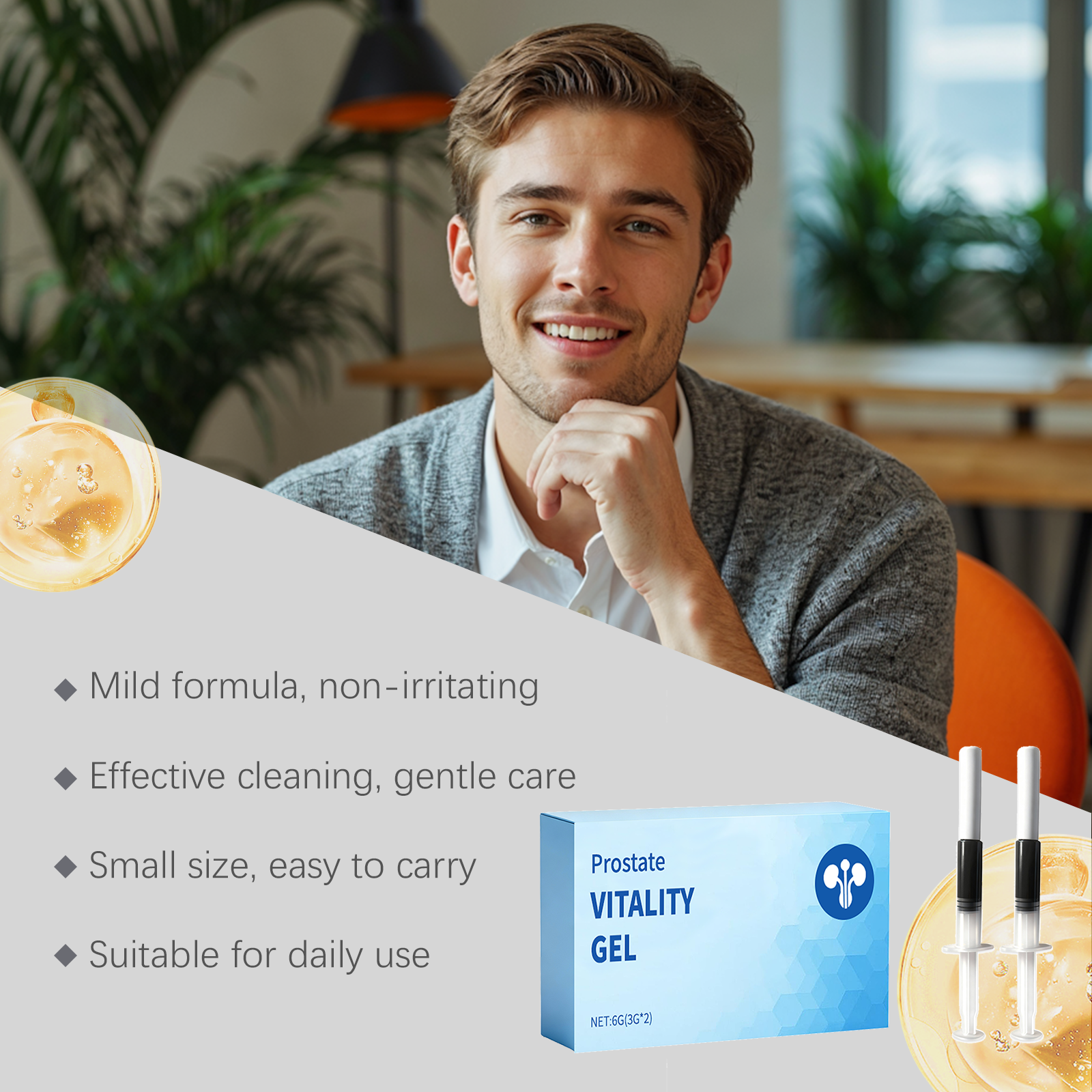 Men Care Gel Comfort Fresh Quick Absorb Mild Moist Convenient Daily Body Massage Treatment