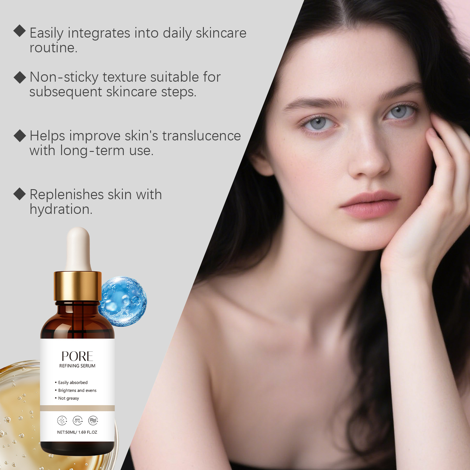 Facial Essence Liquid Mild Nourishing Caring Skin Light Texture Quick Absorb Daily Facial Moisturizing Care Product