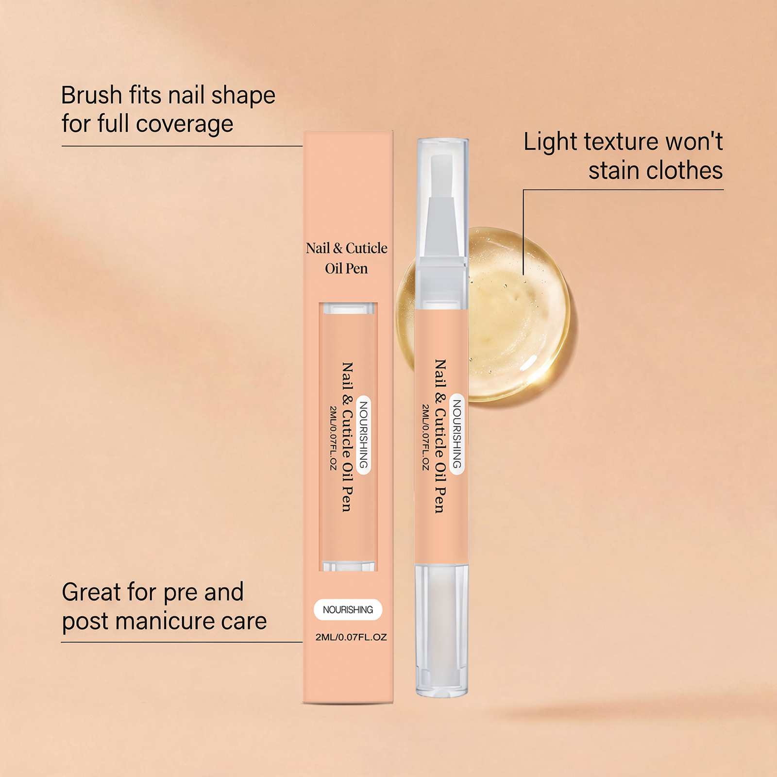 Cuticle Oil Brush Mild Ingredients Moisturizing Glossy Hand Foot Nail Plate Daily Manicure Care