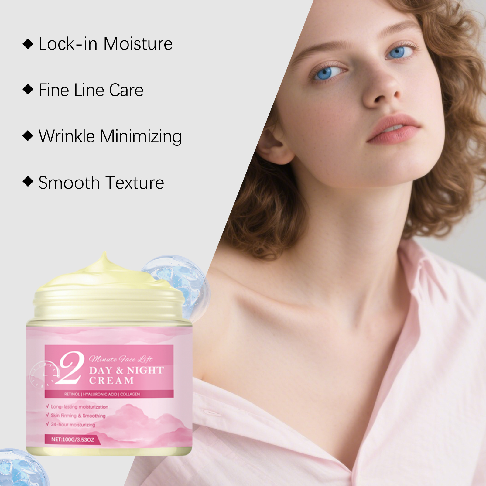 Retinol Cream Daily Moisturizing Hydrating Nourishing Softening Locking Light Texture Smooth Facial Skin Care