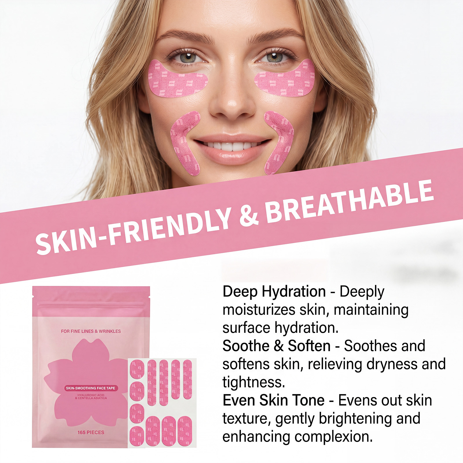 Facial Patch Soft Moisture Lock Light Breathable Firm Adhere Long Last Hydrate Eye Face Dual Use