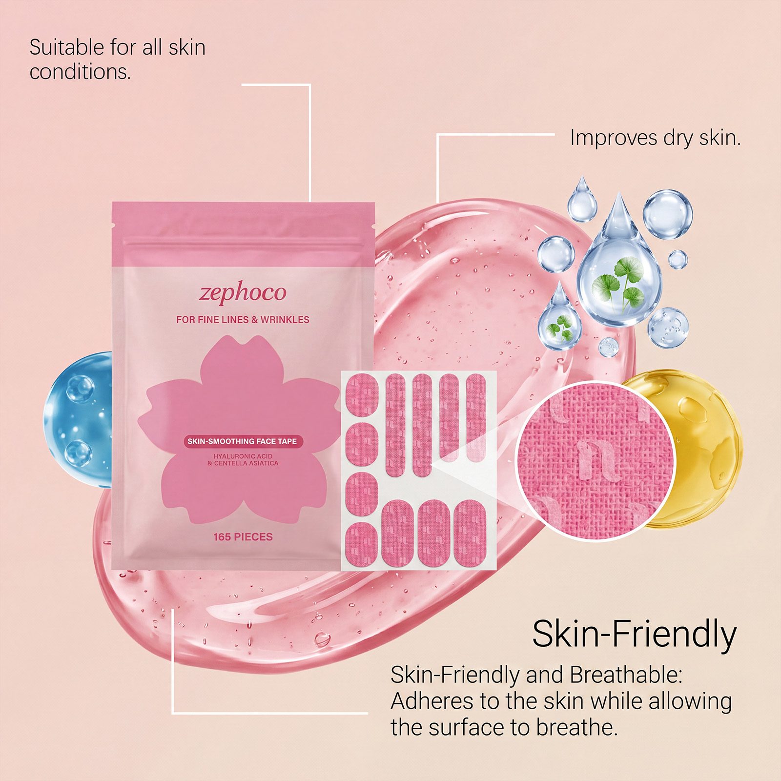 Facial Patch Soft Moisture Lock Light Breathable Firm Adhere Long Last Hydrate Eye Face Dual Use