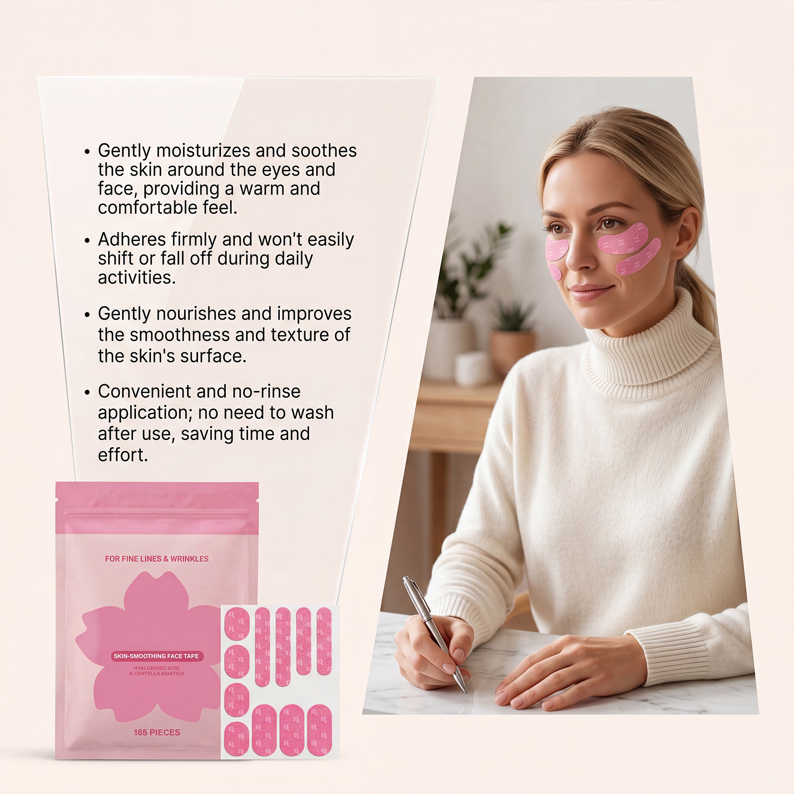 Facial Patch Soft Moisture Lock Light Breathable Firm Adhere Long Last Hydrate Eye Face Dual Use