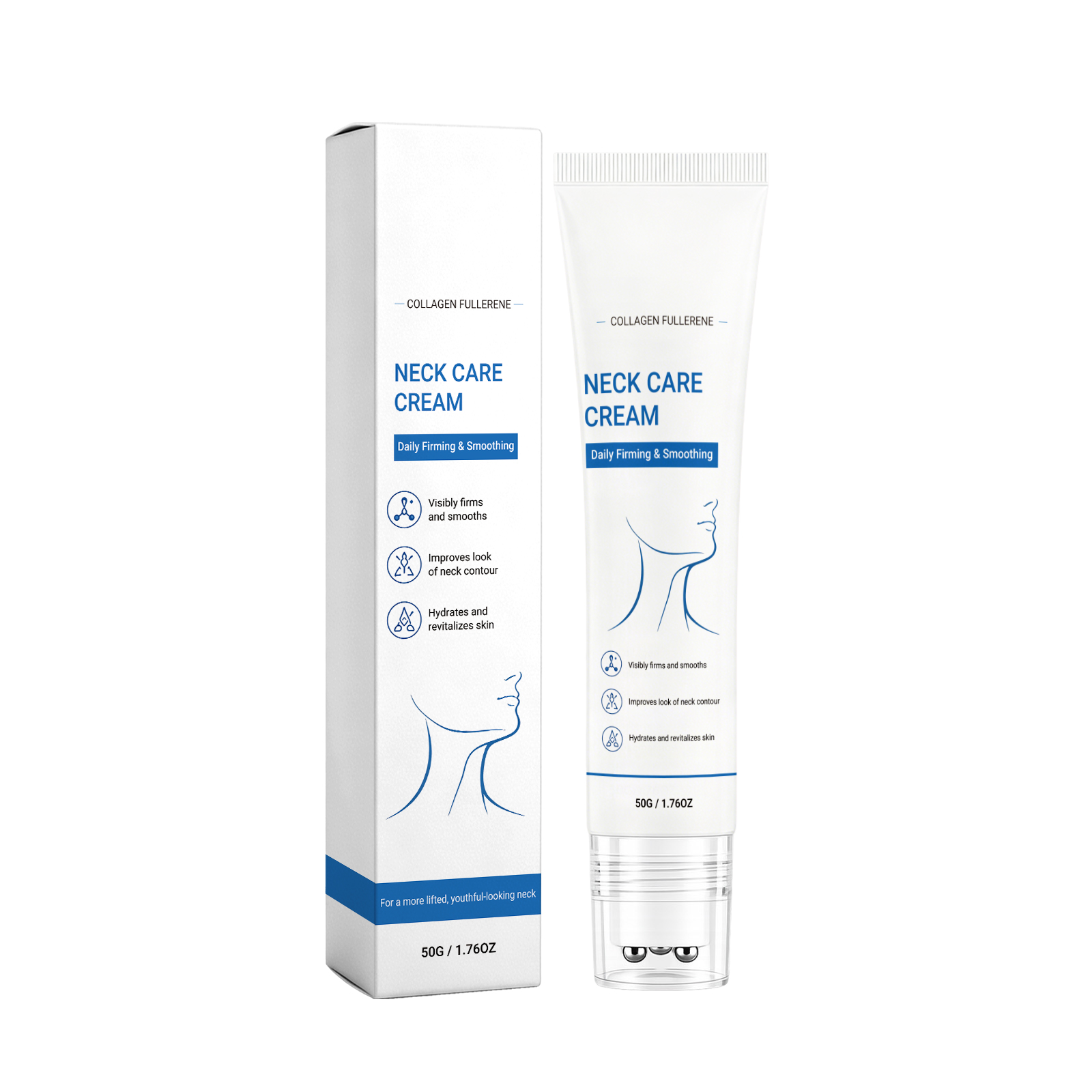 Moisturizing Neck Cream Daily Mild Care Hydrate Soft Light Easy Spread Roller Skin Lotion