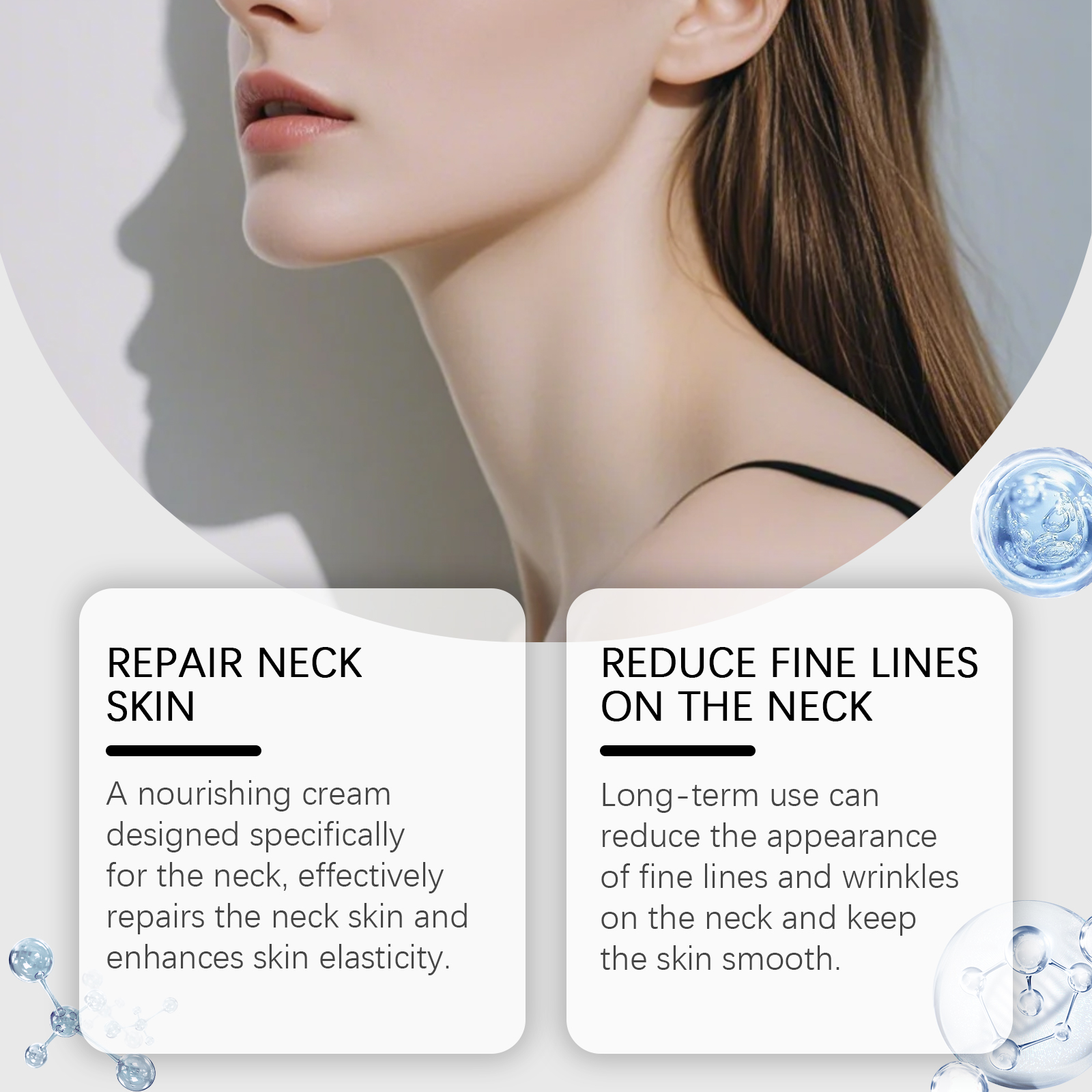 Moisturizing Neck Cream Daily Mild Care Hydrate Soft Light Easy Spread Roller Skin Lotion