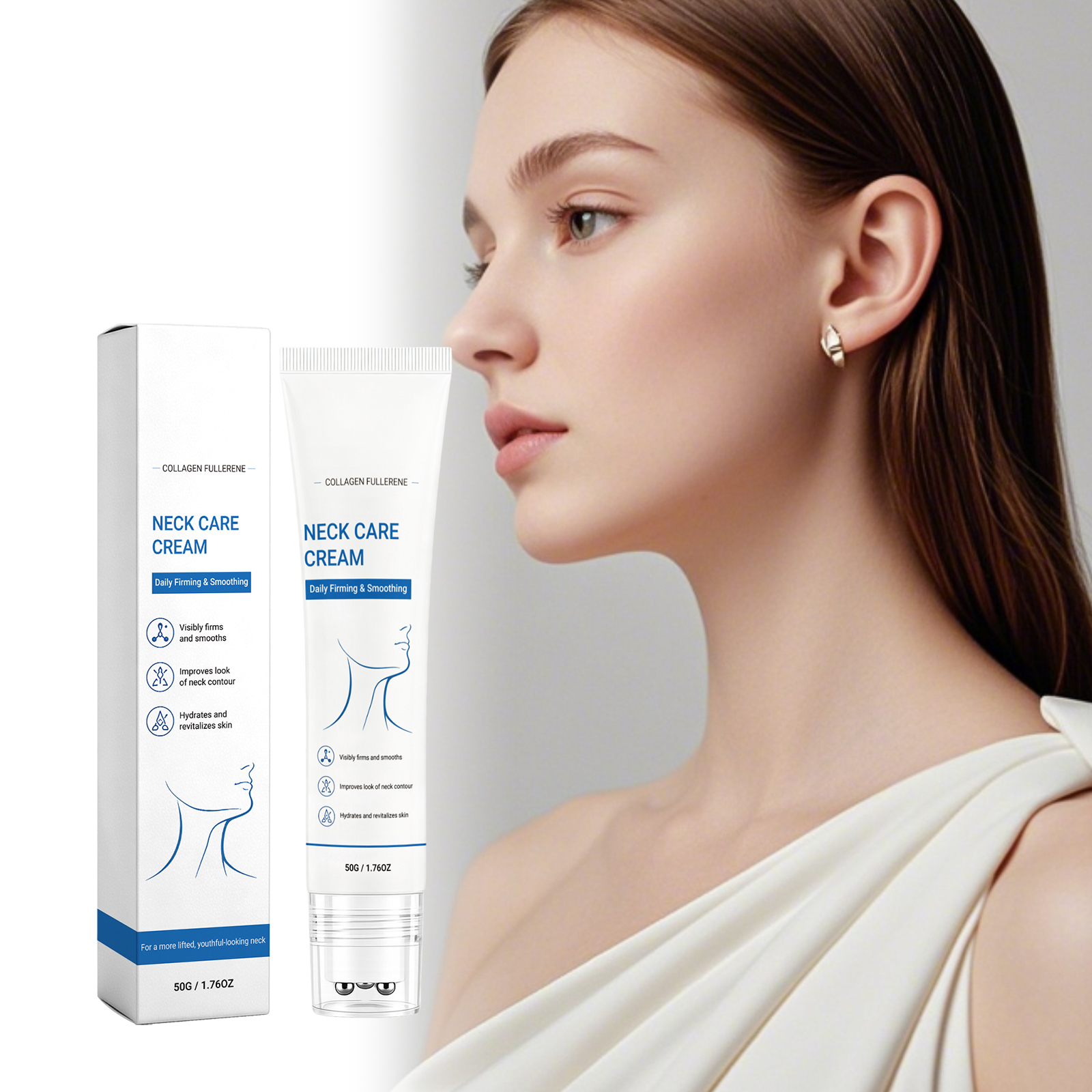 Moisturizing Neck Cream Daily Mild Care Hydrate Soft Light Easy Spread Roller Skin Lotion