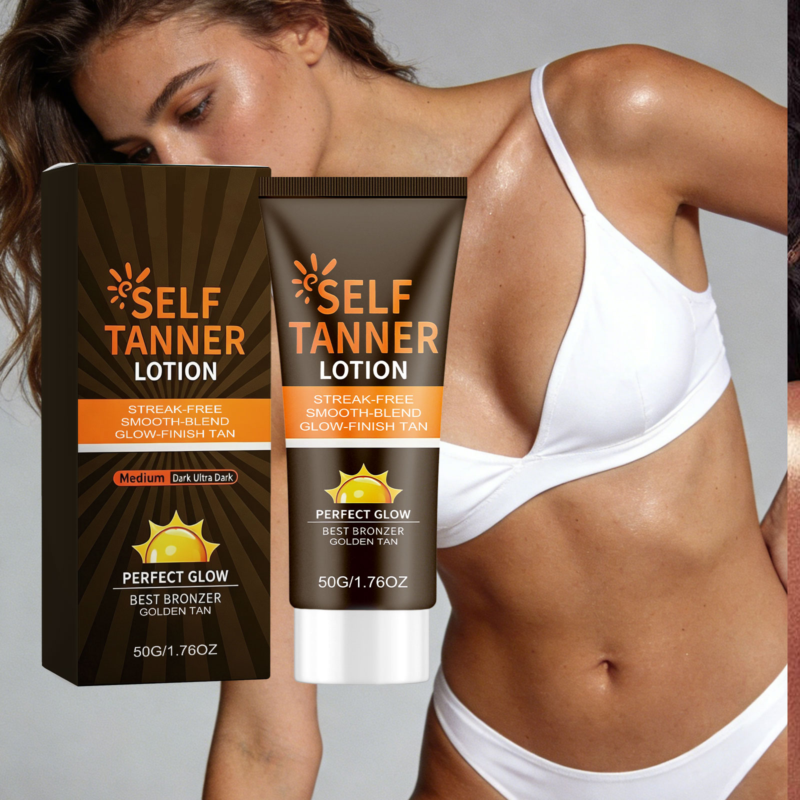 Brightening Tanning Lotion Light Smooth Texture Easy Application Summer Outdoor Natural Wheat Skin