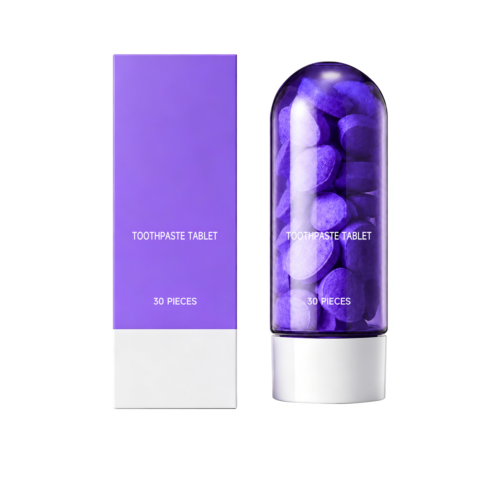 Purple Tooth Tablets Mint Fresh Cleans Teeth Daily Comfort Care Clean Protect Gums