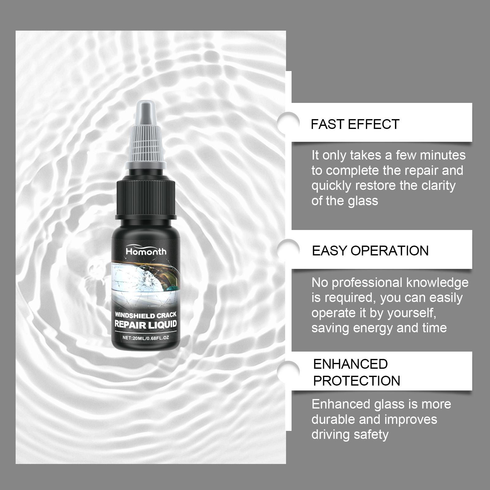 Glass Crack Repair Kit Nanotechnology Windshield Chip Repair Resin For Car Glass Restoration 1 Set