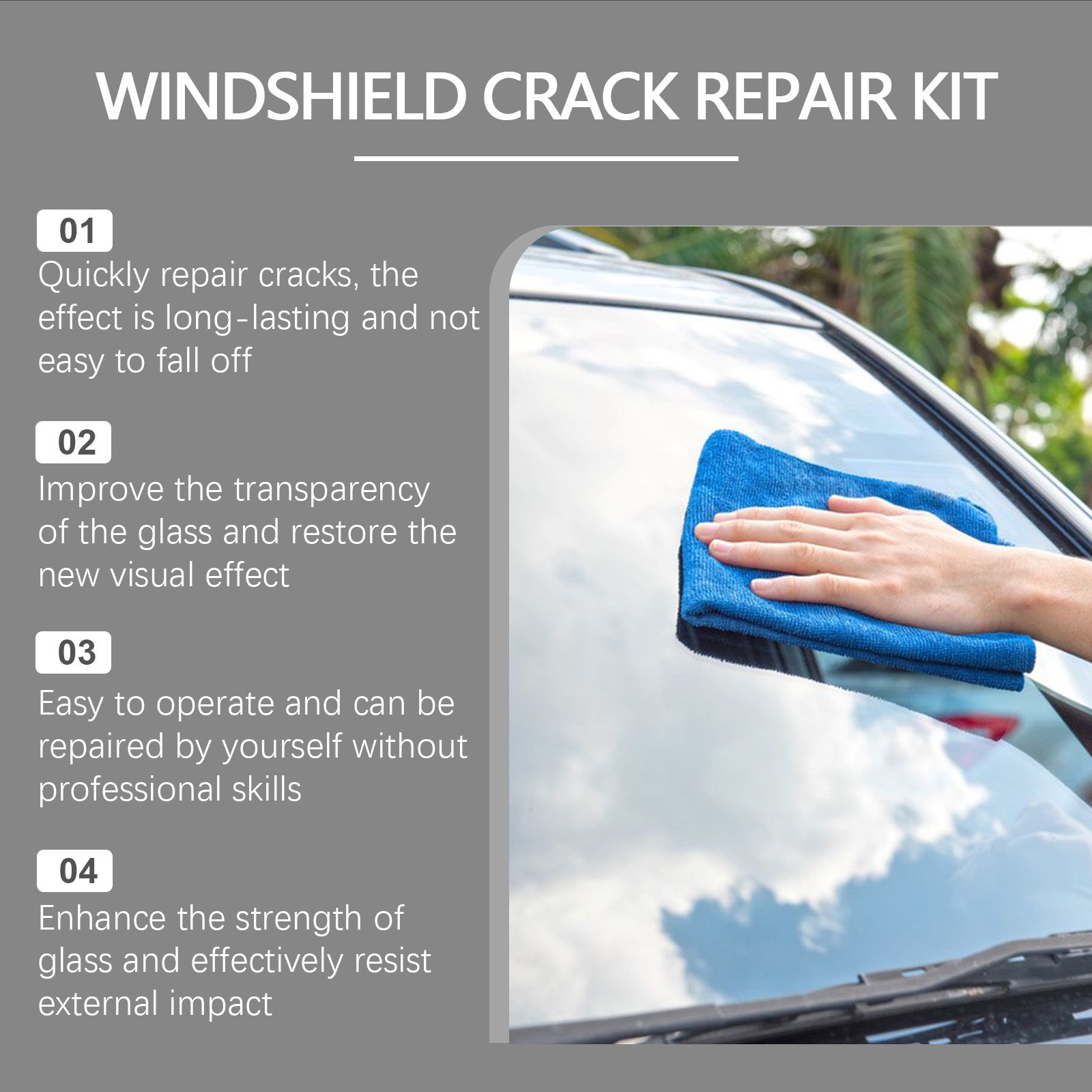 Glass Crack Repair Kit Nanotechnology Windshield Chip Repair Resin For Car Glass Restoration 1 Set