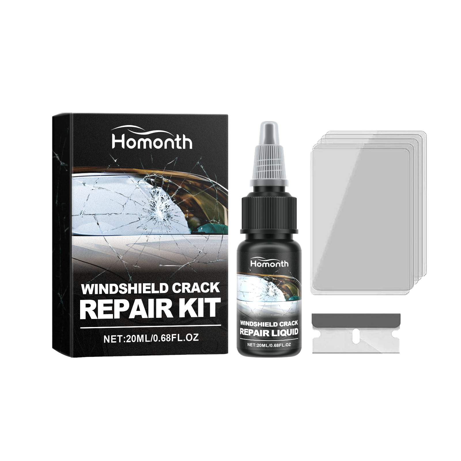 Glass Crack Repair Kit Nanotechnology Windshield Chip Repair Resin For Car Glass Restoration 1 Set