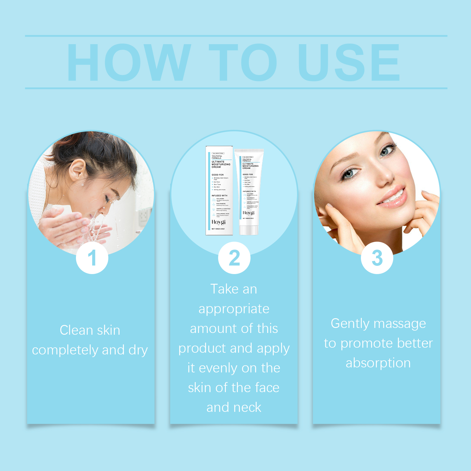 Centella Moisturizing Face Cream Hyaluronic Acid Tripeptide Hydrating For All Skin Types Daily Nourishing Treatment 1 PCS