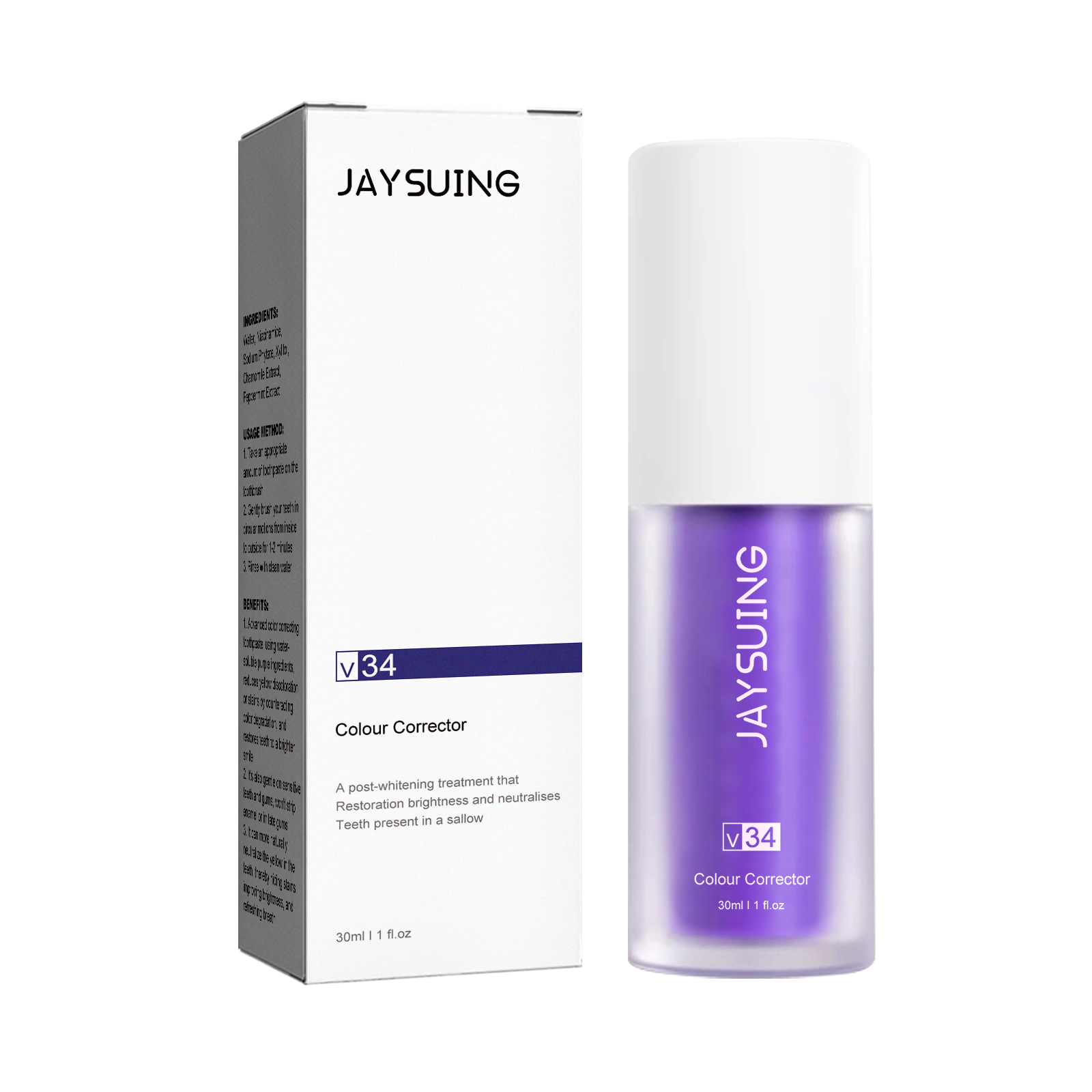 V34 Purple Toothpaste Stain Removal Breath Freshening Gentle Gum Care For Whiter Teeth Daily Oral Hygiene