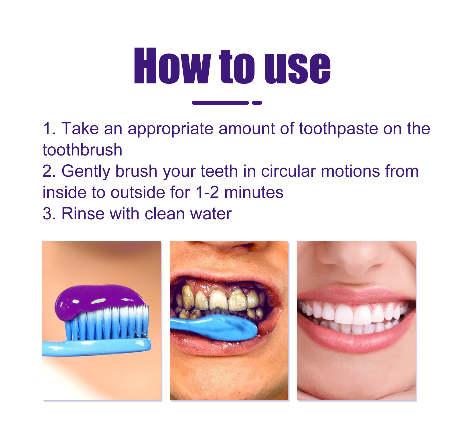 V34 Purple Toothpaste Stain Removal Breath Freshening Gentle Gum Care For Whiter Teeth Daily Oral Hygiene