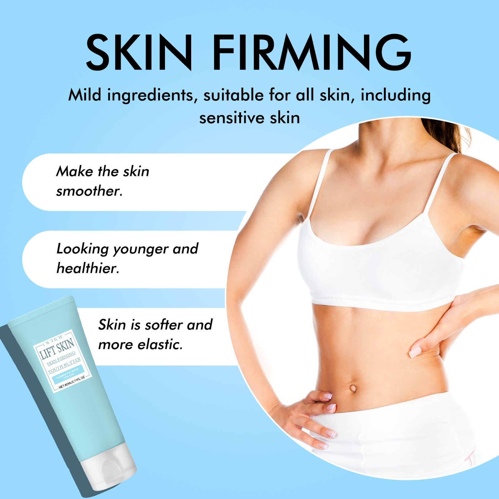 Body Firming Anti Aging Cream Wrinkle Reduction Hyaluronic Acid Niacinamide For Daily Firming And Nourishing Care