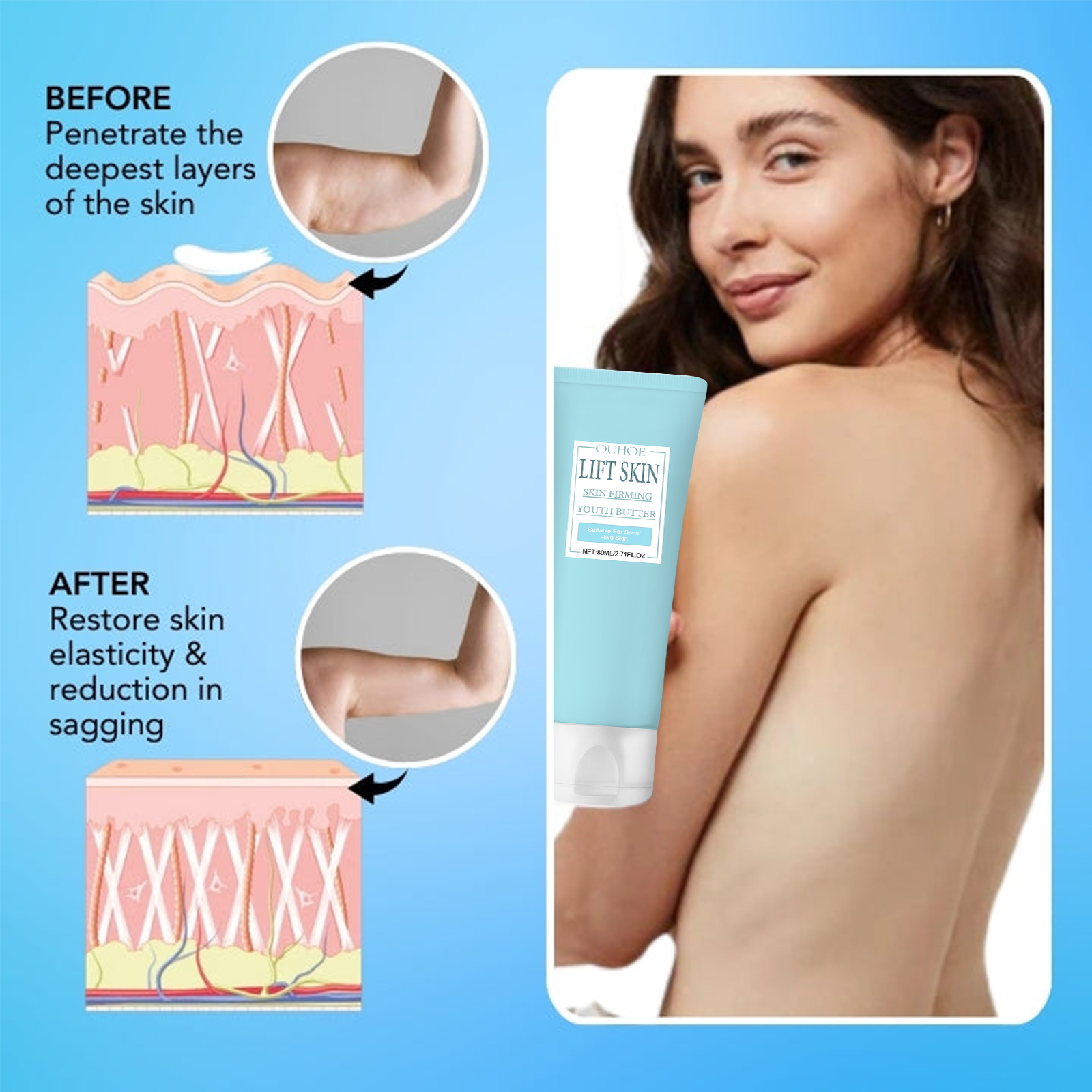 Body Firming Anti Aging Cream Wrinkle Reduction Hyaluronic Acid Niacinamide For Daily Firming And Nourishing Care
