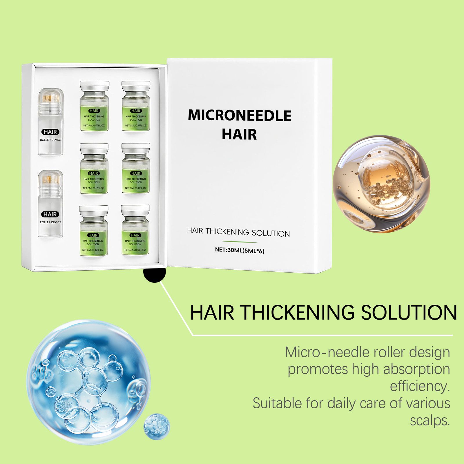 Hair Roller Essence With Microneedle Roller For Scalp Nourishing And Daily Hair Care