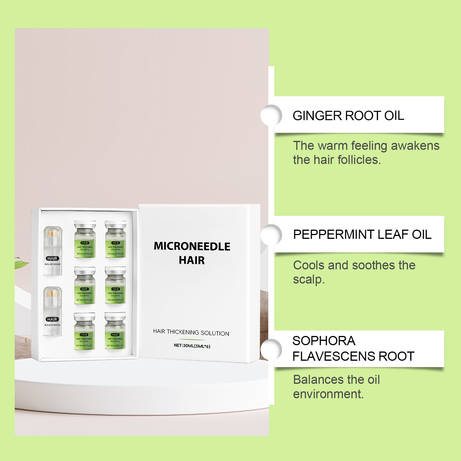 Hair Roller Essence With Microneedle Roller For Scalp Nourishing And Daily Hair Care