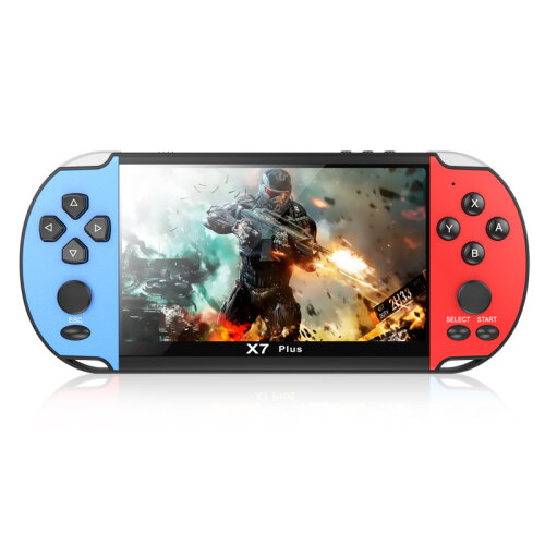 X7 PLUS Handheld Game Console Dual Joystick Game Console Retro Game Host Video Gamepad Portable Gaming Player Toy 8GB Built-in 1000 Games 5.1 inch Screen 128-bit