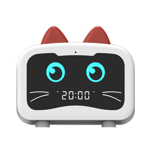 Kids Cartoon Cat Shape Alarm Clock Bluetooth Speaker LED Table Clock Bluetooth Rechargea