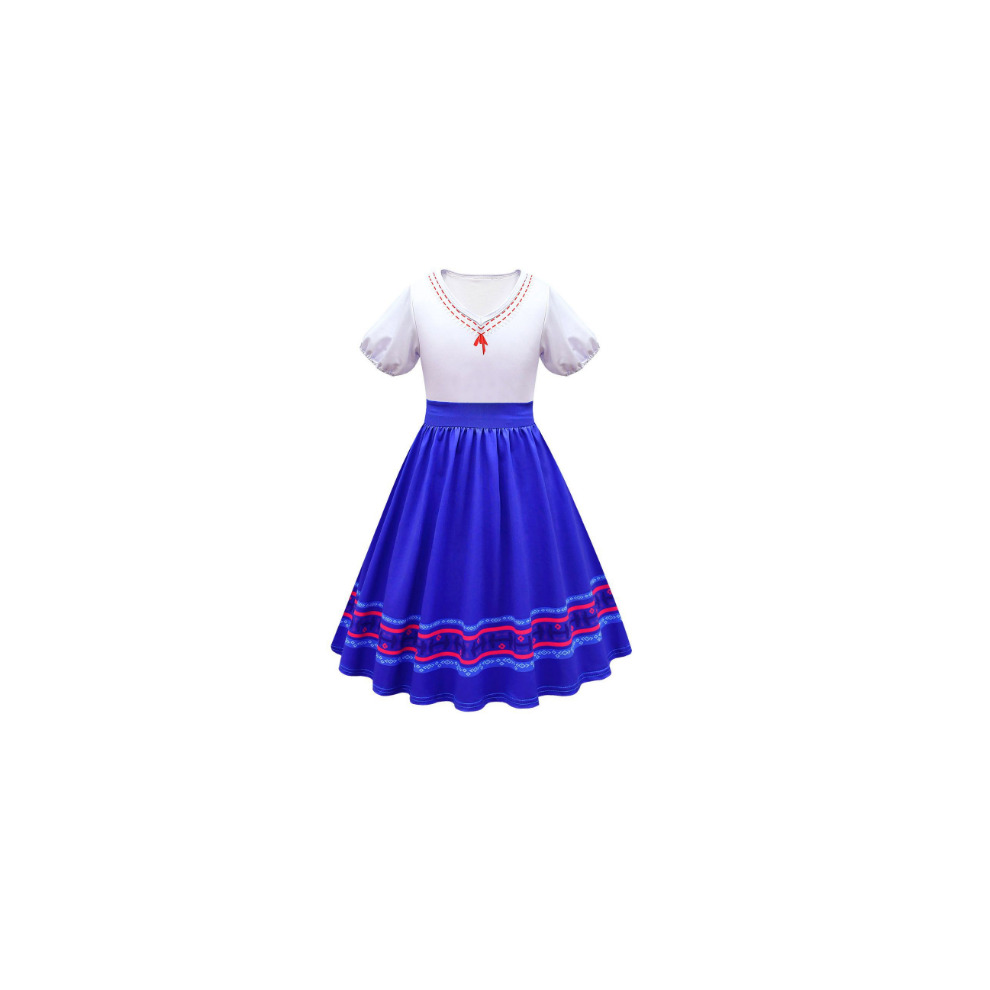 (7-8 Years) Girls Cartoon Encanto Luisa Dress Cosplay Costume Party Ballet Dress Hallowe