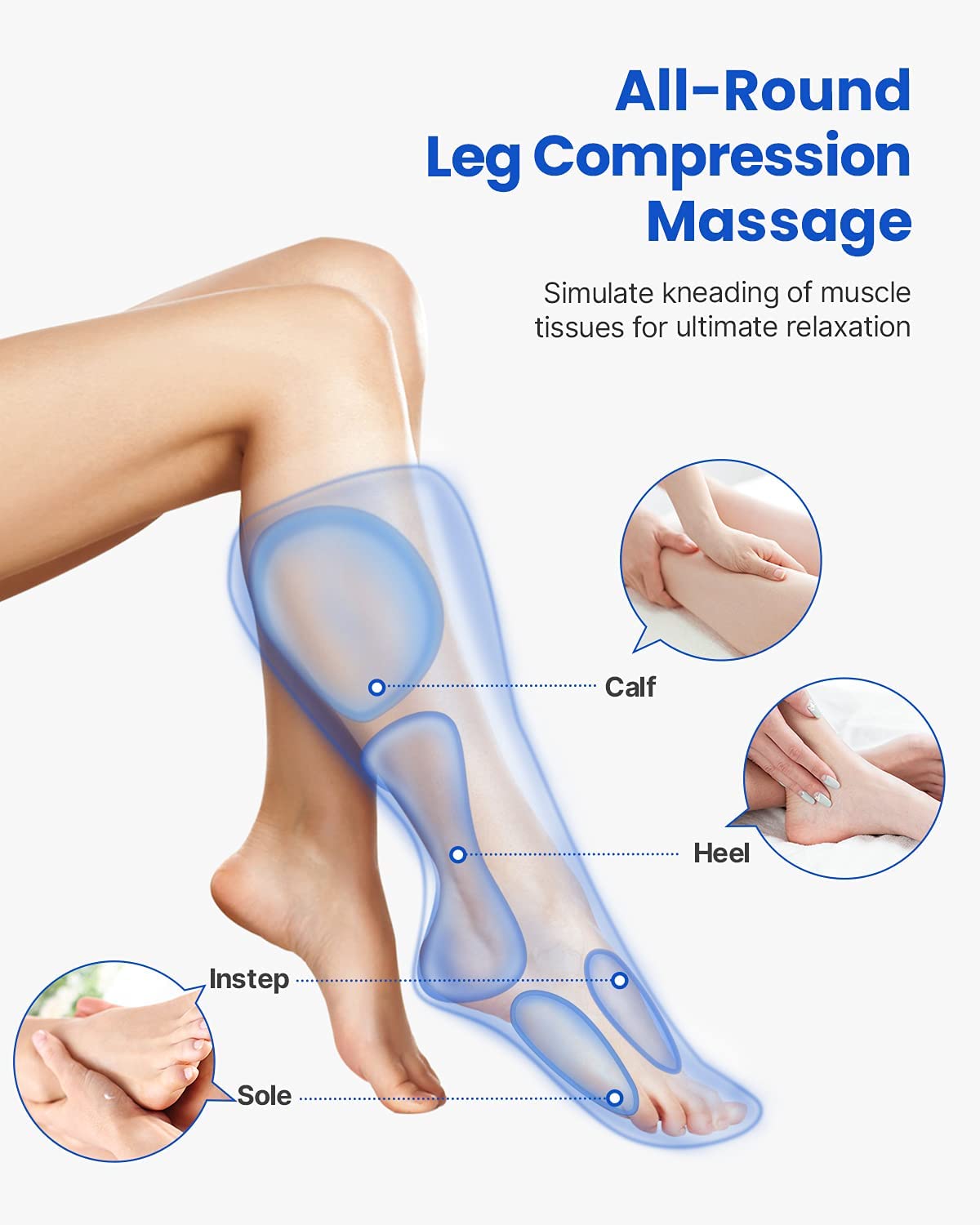 (Dark Grey) Leg Massager 3 Modes for Circulation with Heat Compression Calf Thigh Foot Massage Adjustable Wraps Design Relax Leg Pain Muscles Relaxation Gifts for Mom Dad 510K