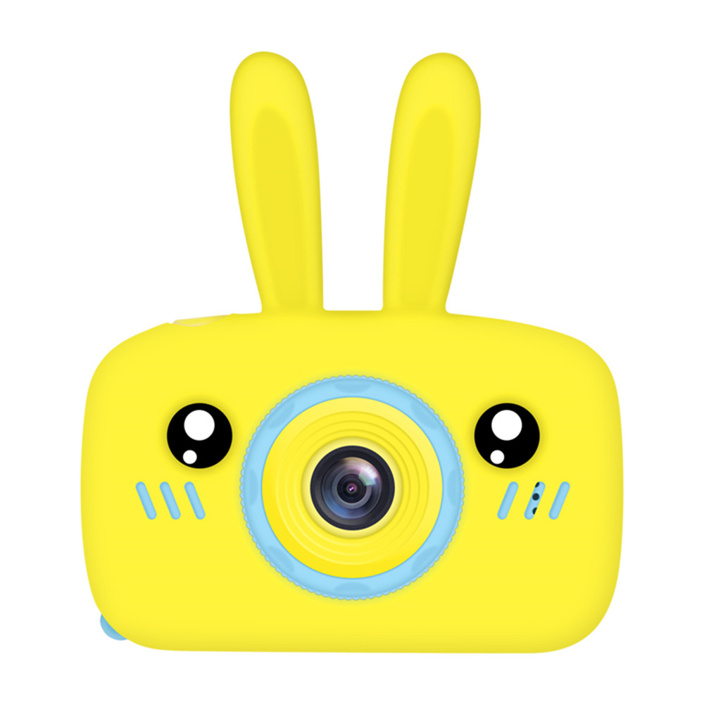 (Yellow) Digital Children Cameras Kids Rabbit Digital Camera Toy Bunny Appearance 1080P Full HD Cartoon Screen Xmas Gift