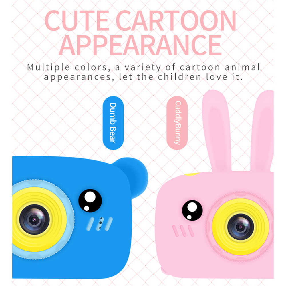 (Yellow) Digital Children Cameras Kids Rabbit Digital Camera Toy Bunny Appearance 1080P Full HD Cartoon Screen Xmas Gift