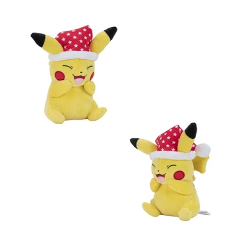 Pokémon 20cm Pikachu Plush with Starry Santa Hat Cuddly Toy Pikachu Figure Stuffed Toy Kids Gifts