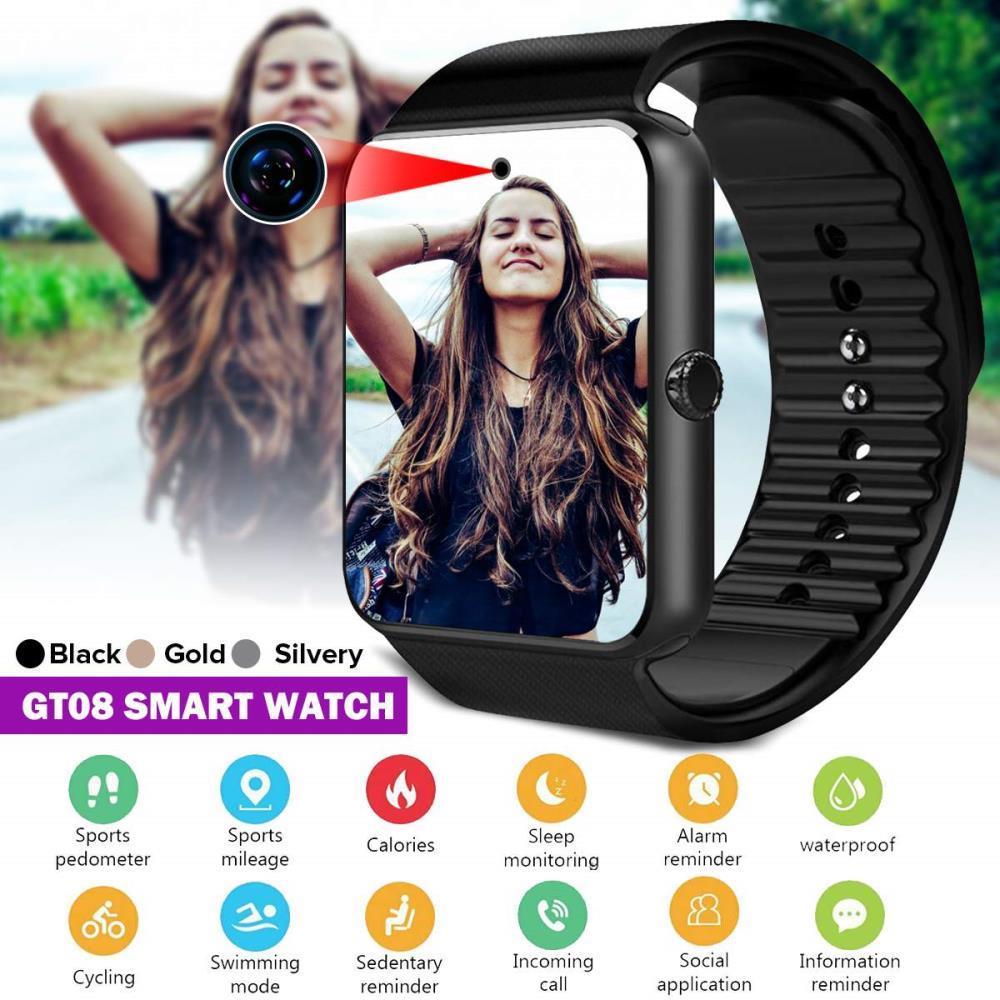 Bluetooth Smart Watch Camera For Android iOS GSM GPRS SIM TF Card Black