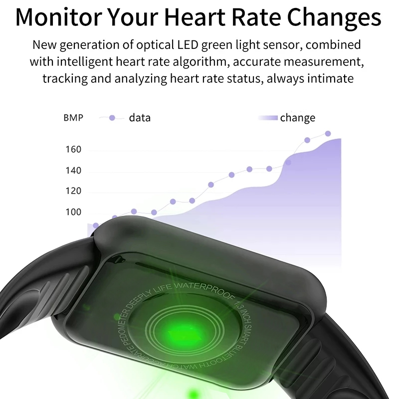 Smart Bracelet  Heart Rate Smart Bracelet Blood Pressure Sports Bluetooth Watch Color Screen Gift
