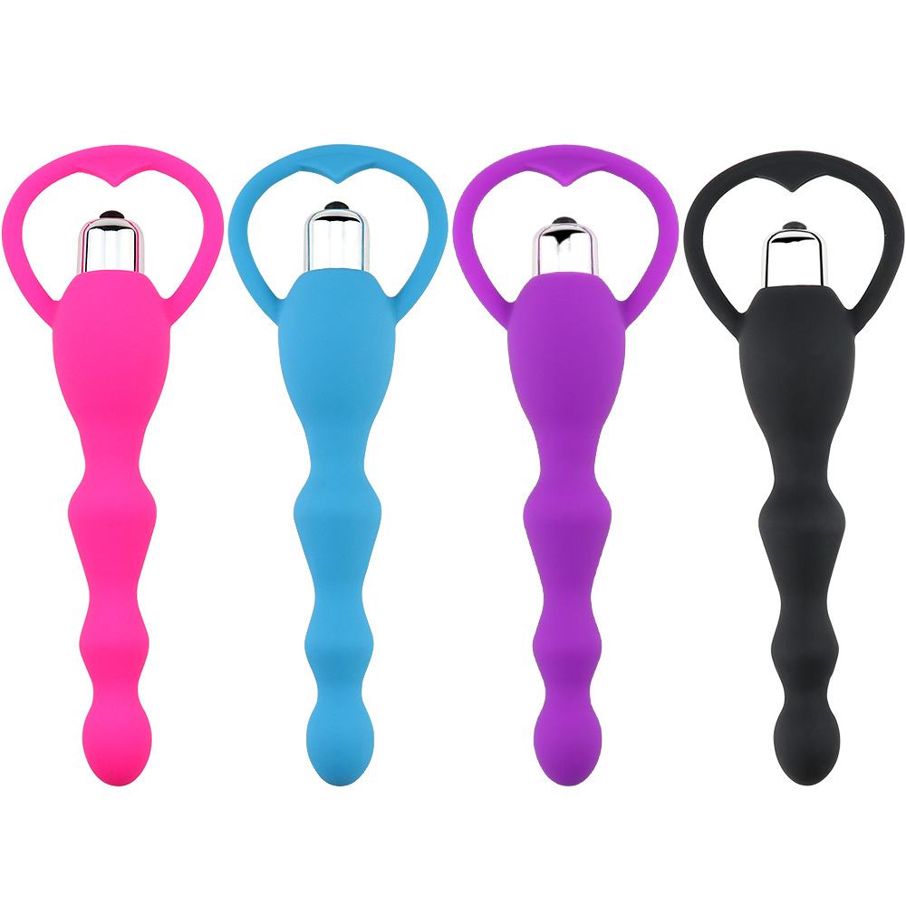 (Blue) Silicone Massager Pull Ring Sex Toys Stick With Beads Electric Funny Plug for Women Amal Plugs Trainer Kit Entertainment Adult Toys Sweetheart Intimate Gift Set 17CM