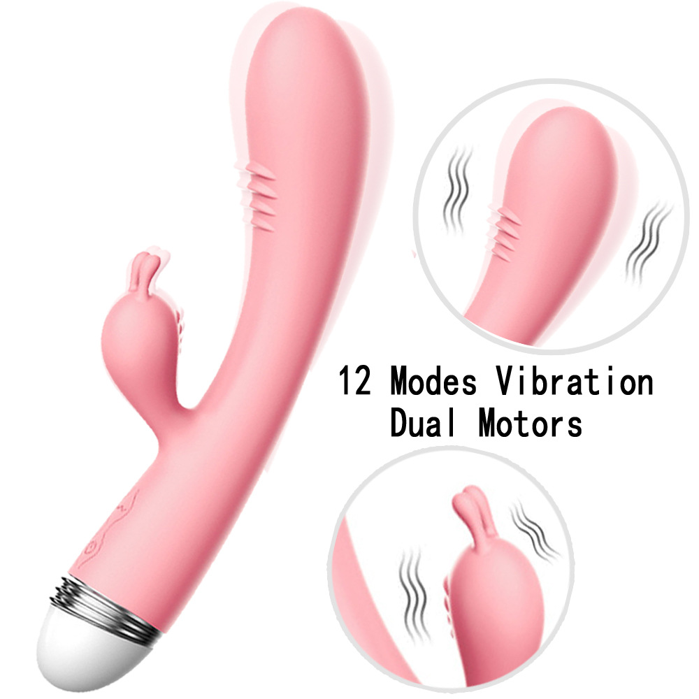 Rabbit Vibrator Dildo Adult Sex Toys Massager Vibrating AV Stick for Women and Couples Rechargeable with 12 Vibration for G Spot Clitoral Vaginal Stimulation Pink