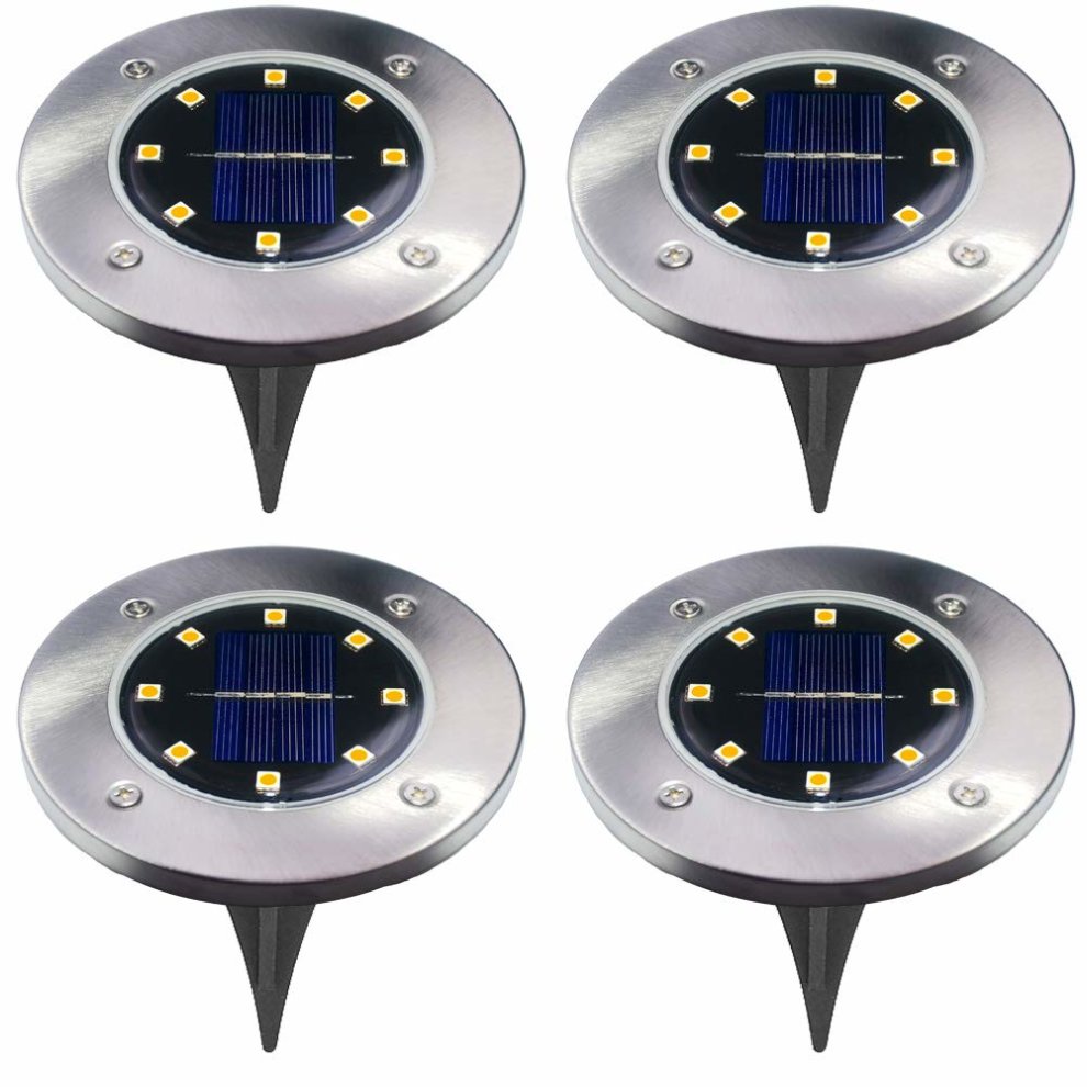 4Pcs 8LED Solar Power Ground Light Floor Deck Outdoor Garden Law Warm White