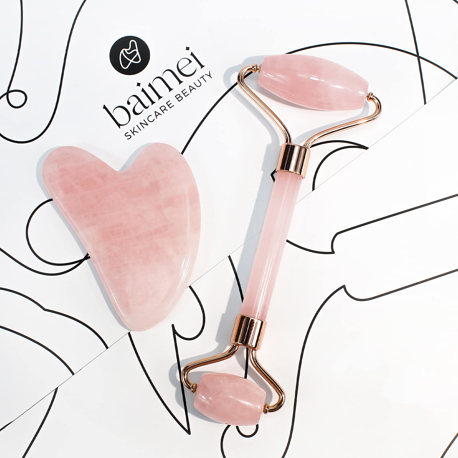 Facial Beauty Roller Skin Care Tools Rose Quartz Massager