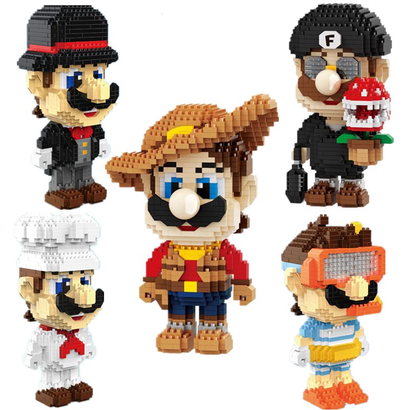 (Super Mario A) Super Mario Nano Block Bros Blocks Kids Educational Cowboy Mini Blocks Mario Building Brick Toys