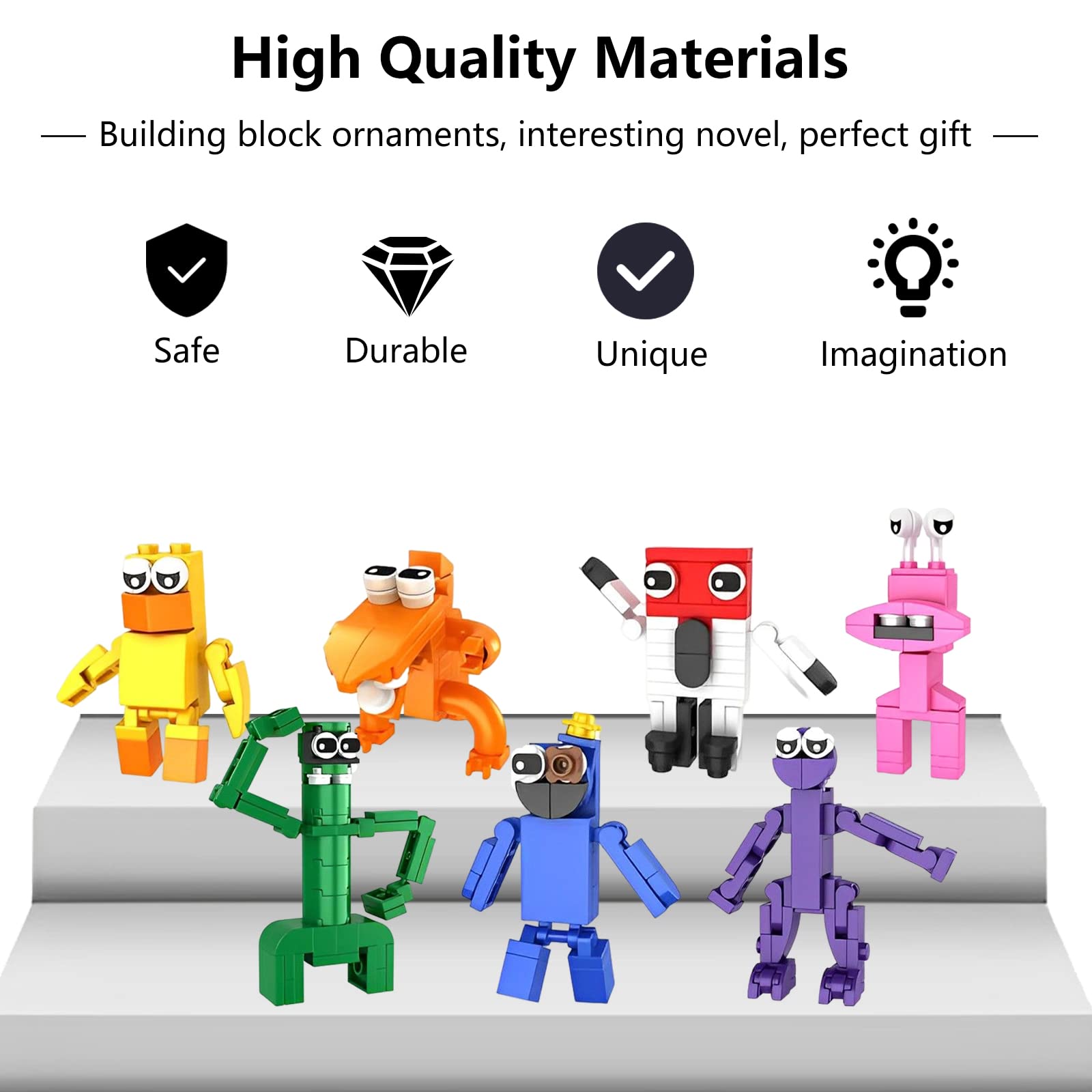 Building Blocks Toy Rainbow Friends Mini Figures 7pcs Action Figures Detachable Puzzle Toy Cartoon Characters Statue Model Figure Ornaments Fans Kids Gifts