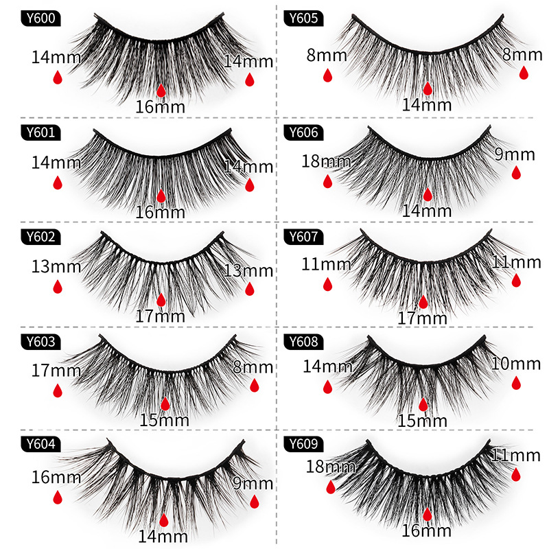 (Y600) False Eyelashes Thick Natural Fake Eye Lashes Set Cat-eyes 3D Fluffy Eyelashes Extension Dense Extensions Beauty Tools Makeup Supplies For Women 10 Pairs