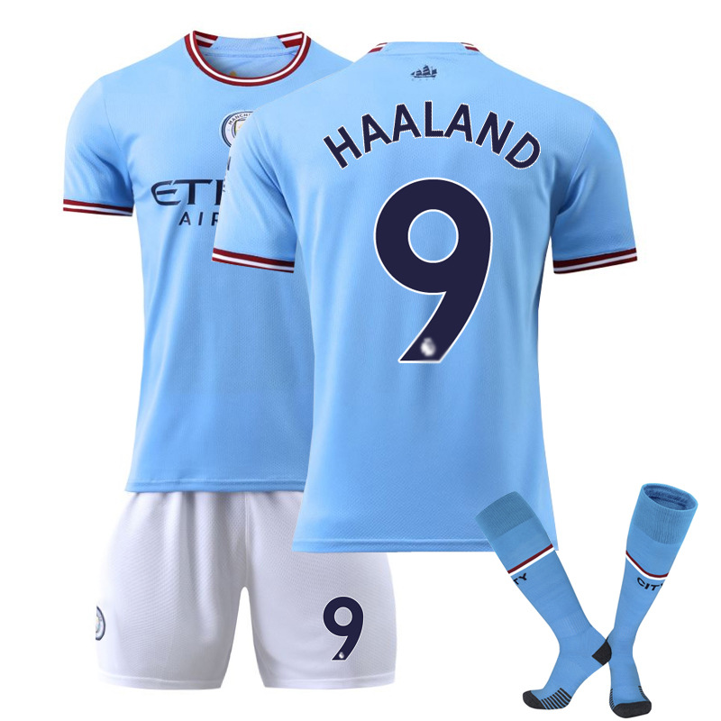 (4~5 Years) #9 Haaland 2223 Kids Boys Football Full Kits Boys Soccer Training Suit