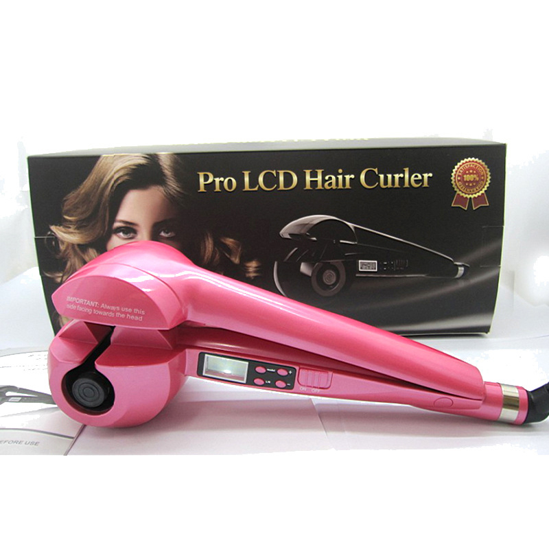 (Black) Hair Curler Curling Iron Wand Automatic Ceramic Roller for Women Wave DIY Gift for Her
