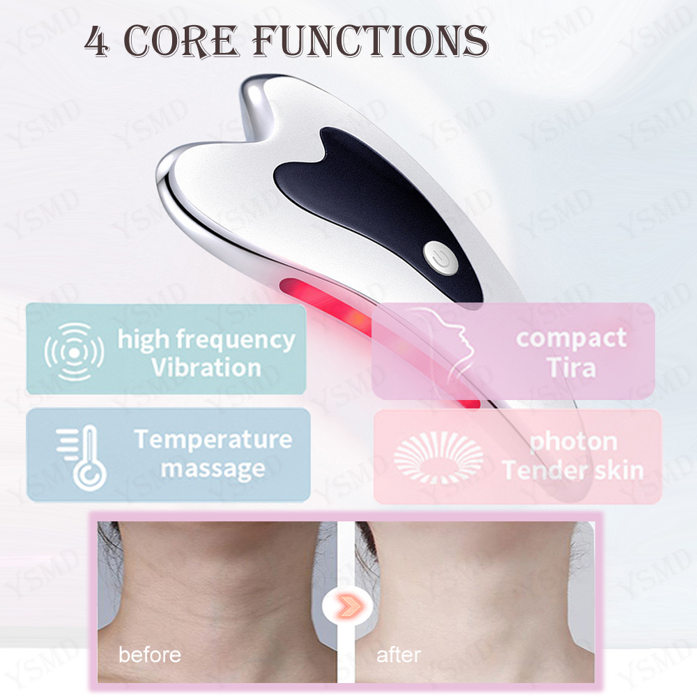 Facial Massager Skincare Tools Electric Gua Sha Plate Tools Face Scraping Massager Facial Plate Lifting Device Board Anti Aging Wrinkles Lifting Face Skin