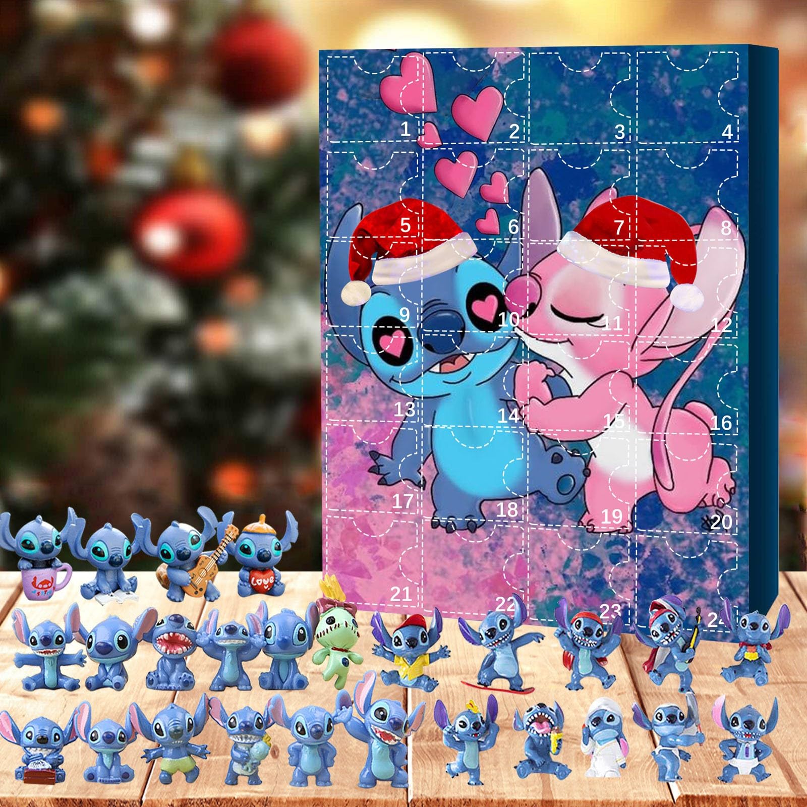 Christmas Advent Calendar Toy Stitch Surprise Toy Doll 24 Days Christmas Countdown Advent Funny Gift for Kids and Adults